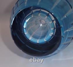 Blue Cut to Clear Crystal Vase 1386