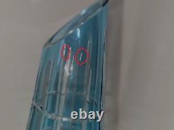 Blue Cut to Clear Crystal Vase 1386