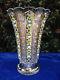 Bohemia 18k Gold Enamel Queen Lace Hand Cut 24% Lead Crystal Pedestal Vase 14