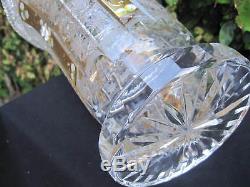 Bohemia 18k Gold Queen Lace Peke Hand Cut Crystal Pedestal Vase 10