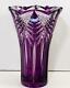 Bohemia Crystal Royal Purple Cut To Clear Crystal Vase