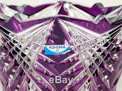 Bohemia CRYSTAL Royal Purple Cut to Clear Crystal Vase