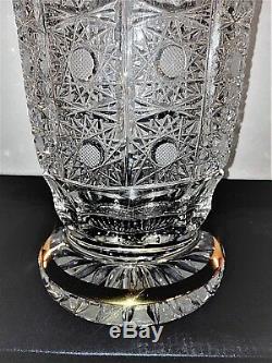 Bohemia Crystal Hand Cut 10'' Tall Vase decorated gold and engraving