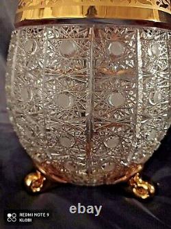 Bohemia Crystal Hand Cut 11'' Tall Vase decorated gold and engraving