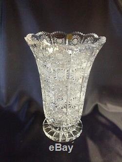 Bohemia Crystal Hand Cut 12'' Tall Vase