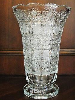 Bohemia Crystal Hand Cut 12'' Tall Vase, Queen-lace Cut, Czech Republic
