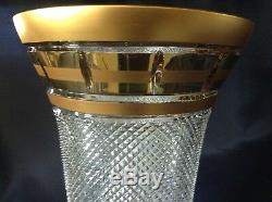 Bohemia Crystal Hand Cut 12'' Tall Vase decorated double gold