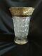 Bohemia Crystal Hand Cut 12'' Tall Vase Decorated Gold And Engraving