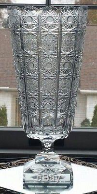 Bohemia Crystal Hand Cut 13,5'' Tall Vase, Queen-lace Cut, Czech Republic