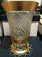 Bohemia Crystal Hand Cut 14'' Tall Vase Decorated Double Gold