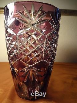 Bohemia Czech Hand Cut Crystal Purple Vase