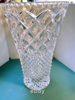 Bohemia Czech Republic Crystal Cut Vase 12 Tall Excellent Condition