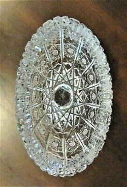 Bohemia Czech Vintage Crystal Oval Bowl 6 wide, hand cut, Queen lace