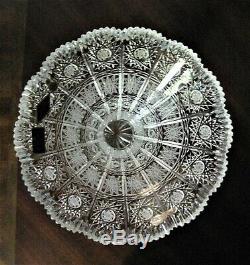 Bohemia Czech Vintage Crystal Vase, 10 tall, hand cut, Queen Lace