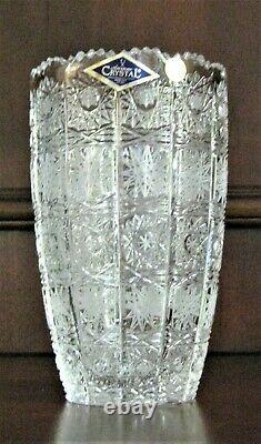 Bohemia Czech Vintage Crystal Vase, 6 tall, hand cut, Queen Lace