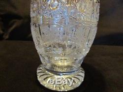 Bohemia Czech footed Vase 24% Crystal Gold Enamel Queen Lace Hand Cut 8 Tall