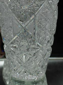 Bohemia Czechoslovakian Vintage Hand Cut Lead Crystal Large Vase by Tom c1900