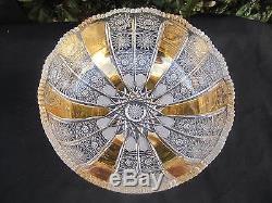 Bohemia Hand Cut Queen Lace 18k Gold Enamel 24% Crystal Round Bowl 9 Mint Nib