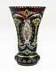 Bohemia, Gilt Hand-painted, Cut Crystal Vase