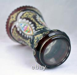 Bohemia, gilt hand-painted, cut crystal vase