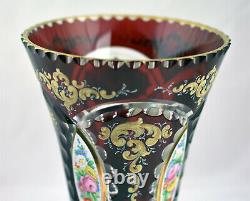 Bohemia, gilt hand-painted, cut crystal vase