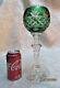 Bohemian 12 Green Cut To Clear Crystal Long Stem Wine Candle Holder Votive Vase