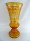 Bohemian Amber Crystal Vase Etched & Cut To Clear Excellent