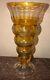 Bohemian Amber Cut To Clear Crystal Art Deco Cylindrical Flower Vase Circa 1940s