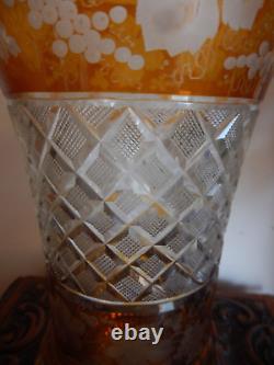 Bohemian Antique 10.5 Cut and Engraved Crystal/Glass Vase