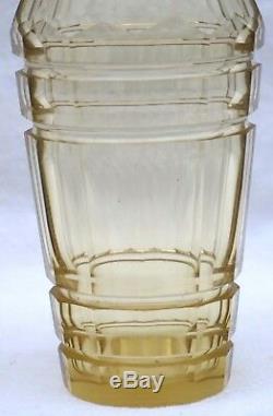 Bohemian Art Deco Glass Moser Cut Amber Crystal Glass Vase