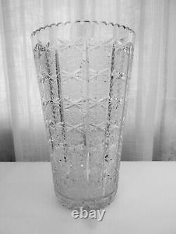 Bohemian CZECH Crystal Cut Queens Lace Large Vase 12