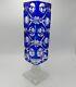 Bohemian Cobalt Blue Cut To Clear Crystal Glass Vase 13 Stunning