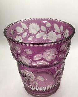 Bohemian Crystal Amethyst Cut To Clear Vase