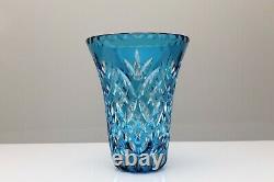 Bohemian Crystal Cased Crystal Cut Aqua Blue Vase 9 22.9cm Tall Stunning 2.7 KG
