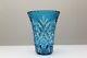 Bohemian Crystal Cased Crystal Cut Aqua Blue Vase 9 22.9cm Tall Stunning 2.7 Kg