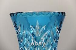 Bohemian Crystal Cased Crystal Cut Aqua Blue Vase 9 22.9cm Tall Stunning 2.7 KG