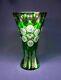 Bohemian Crystal Vase Emerald Cut To Clear Vintage Czech Glass