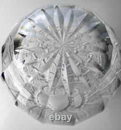 Bohemian Cut 10 Crystal Vase, pinwheel, various hobstar designs with label