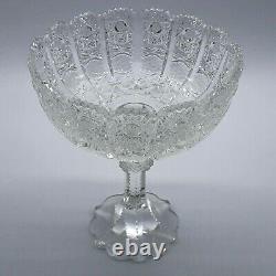 Bohemian Cut Crystal Queens Lace Footed Bowl /Compote Clear Decorative Hand Made