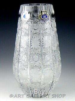 Bohemian Czech Art Glass Cut Crystal QUEEN LACE 8-1/8 FLOWER VASE Mint