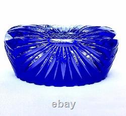 Bohemian Czech Cobalt Blue Leaded Crystal Hand Cut-To-Clear High Quality Vase