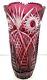 Bohemian Czech Cranberry Red 11 Saw Tooth Cut To Clear Art Glass Crystal Vase
