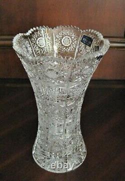 Bohemian Czech Crystal 8 Vase Hand Cut Queen Lace 24% Lead Glass