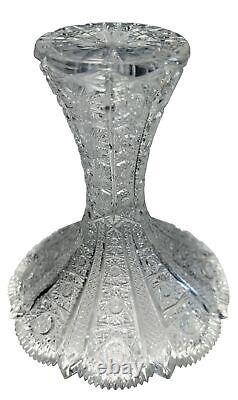 Bohemian Czech Crystal Vase Very Detail Hand Cut Queen Lace 24% Lead 6 T
