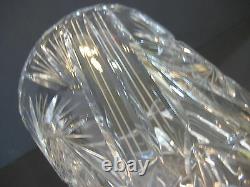 Bohemian/Czech Cut Art Glass Crystal Vase, 10 Tall X 6 1/2 Diameter