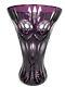 Bohemian Czech Deep Royal Purple Amethyst Cut To Clear Large 8.25 Crystal Vase