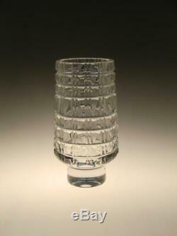 Bohemian Czech Exbor Borocrystal Art Cut Glass Crystal Clear Matte Vase Zahour