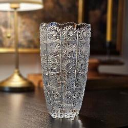 Bohemian Czech Hand Cut 9 Flower Vase Queen Lace 500PK 24% Lead Crystal