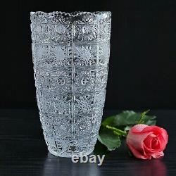 Bohemian Czech Hand Cut 9 Flower Vase Queen Lace 500PK 24% Lead Crystal