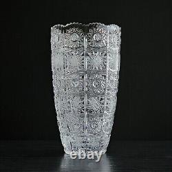 Bohemian Czech Hand Cut 9 Flower Vase Queen Lace 500PK 24% Lead Crystal